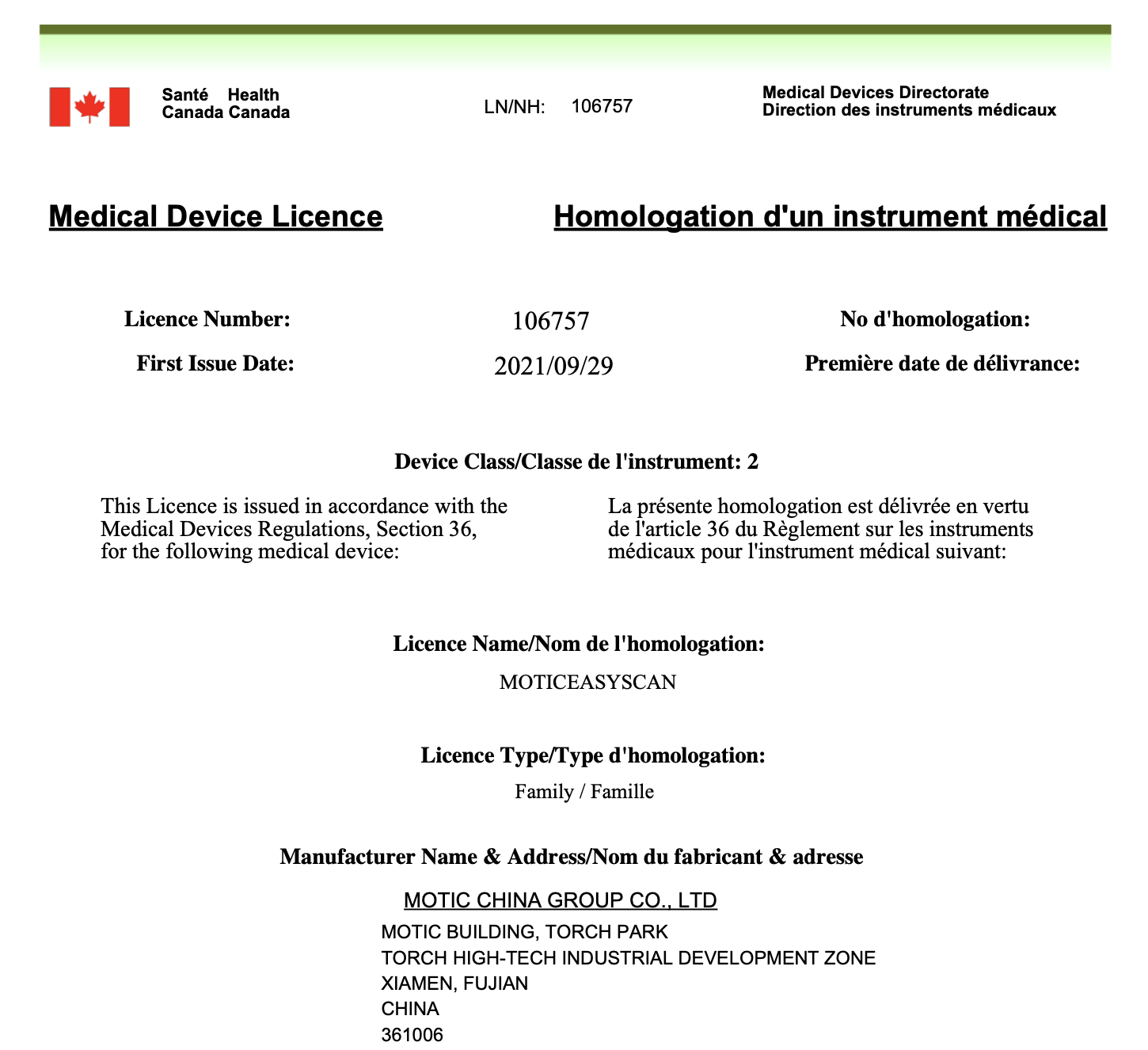 Motic Proudly Announces Class II Device Approval from Health Canada